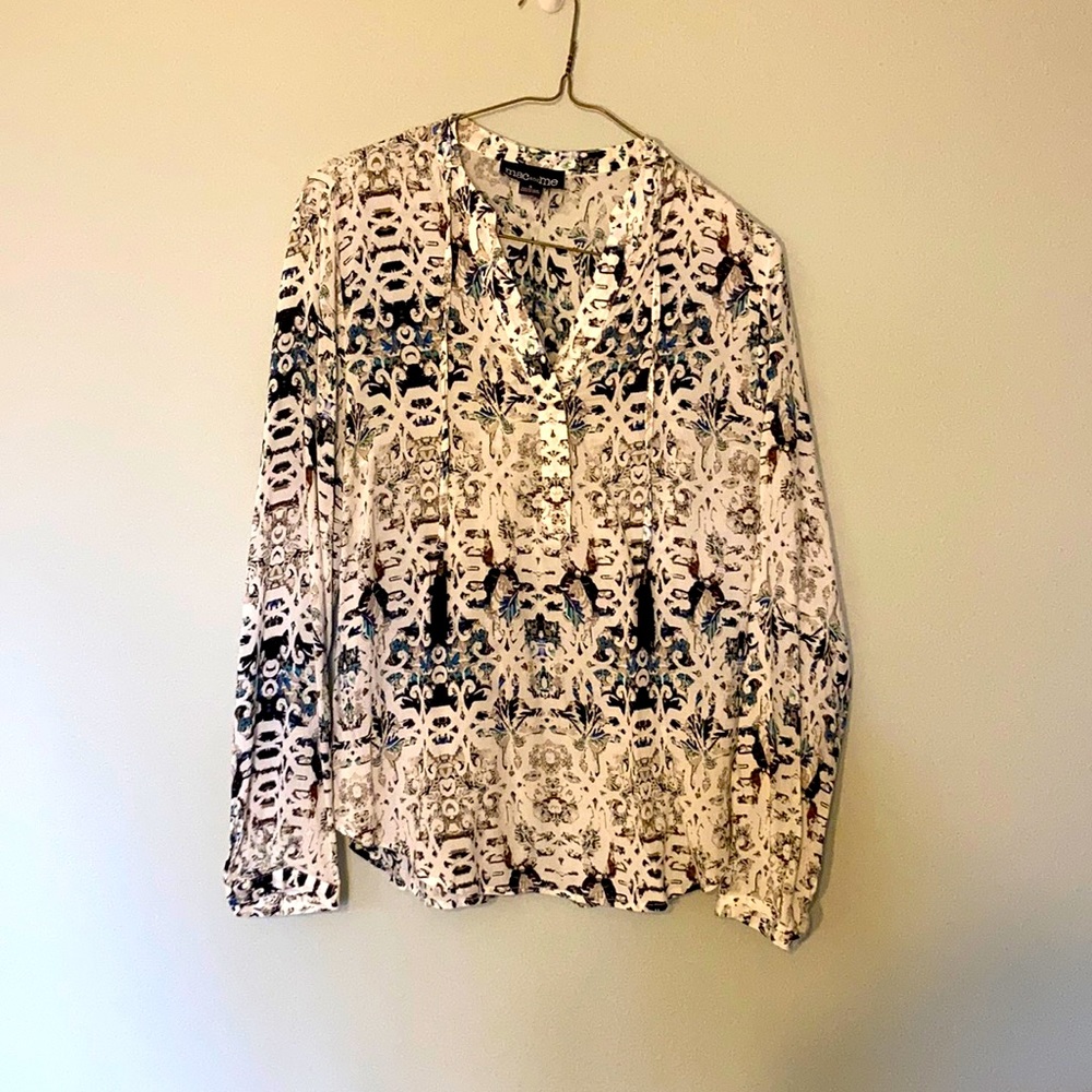 Cream patterned cotton flowy top